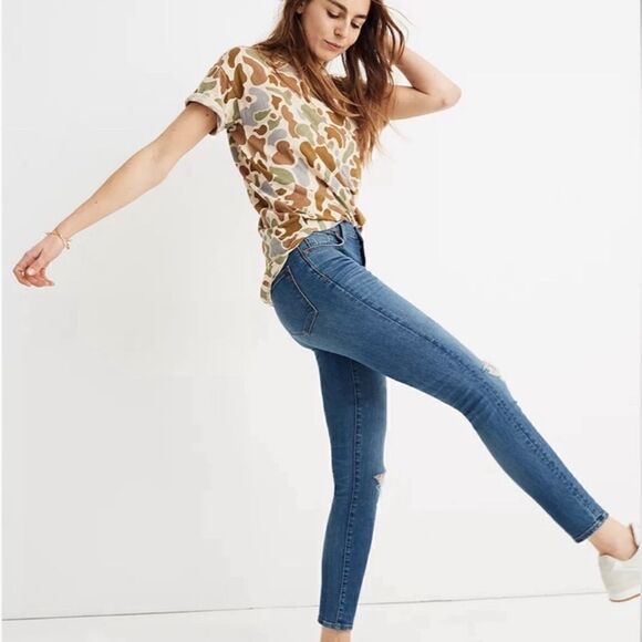 Madewell 9 Inch High Rise Skinny Crop Jeans Delmar Wash Distressed Size 29 - Picture 2 of 15